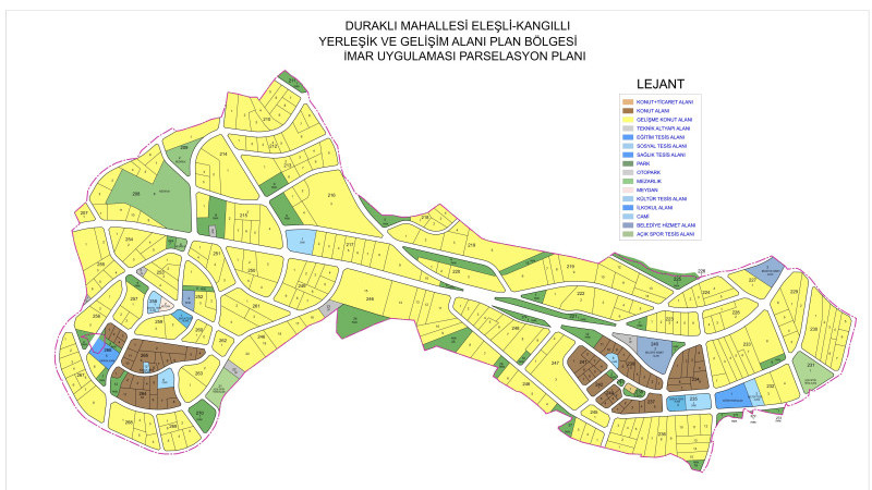 DURAKLI MAHALLESİ’NDE 69 HEKTARLIK ALANDA İMAR UYGULAMASI TAMAMLANDI