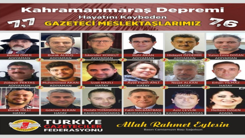 TGF Acımız Büyük 21 Meslektaşımızı Depremde Kaybettik!