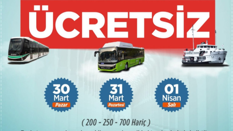 Bayram boyunca ulaşım ücretsiz